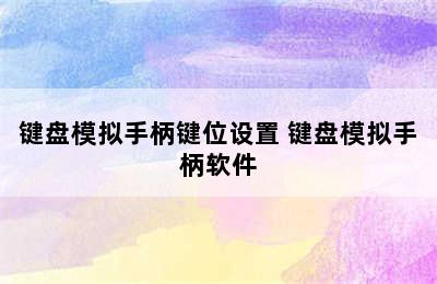 键盘模拟手柄键位设置 键盘模拟手柄软件